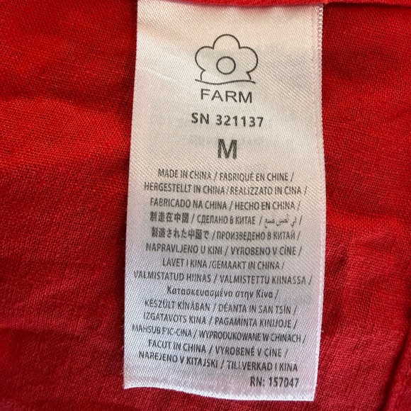 Farm Rio Red Fish Top Linen Blend Strapless Maxi Dress Tropical Appliqué Medium - Picture 9 of 12